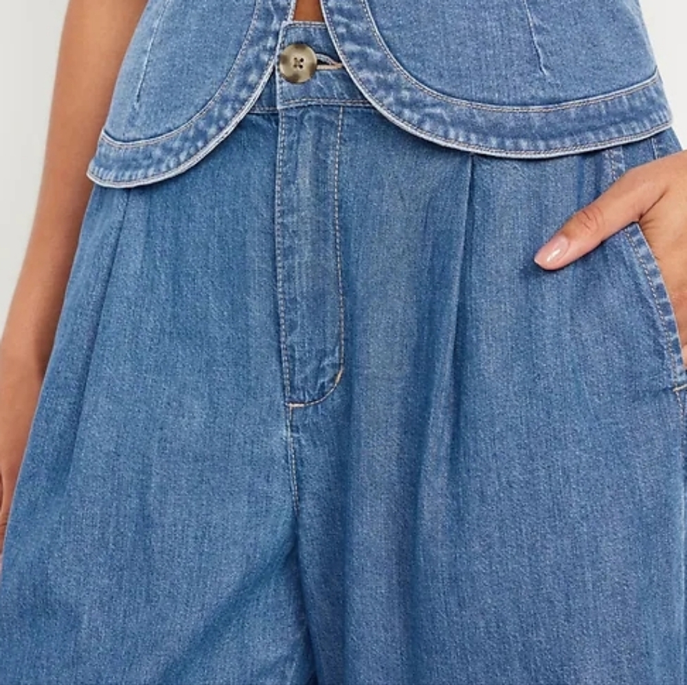 BRAND NEW NWT Wide Leg Blue Denim Jeans 14 Tall - Picture 9 of 14